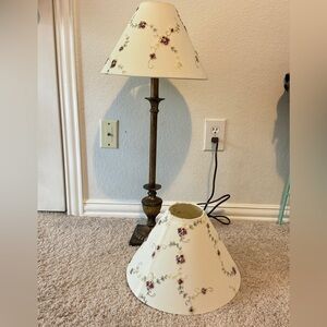 Set Of 2 Embroidered Rose Fabric Lamp Shade 10"H Ivory & Pink